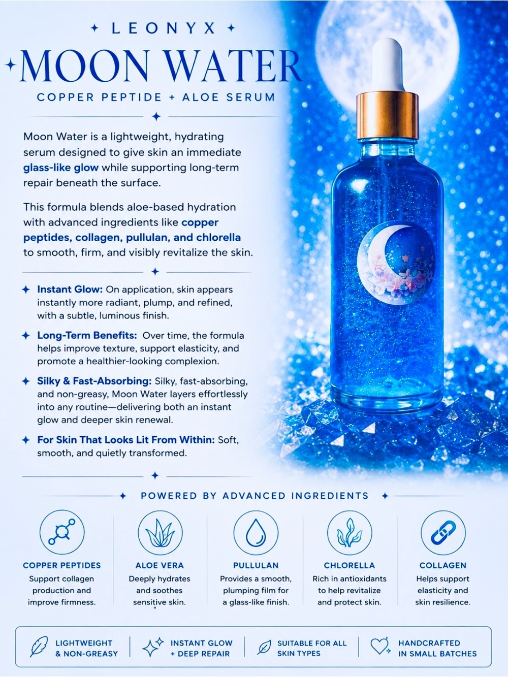 Moon Water Hydrating Serum — Blue with Gold Dropper